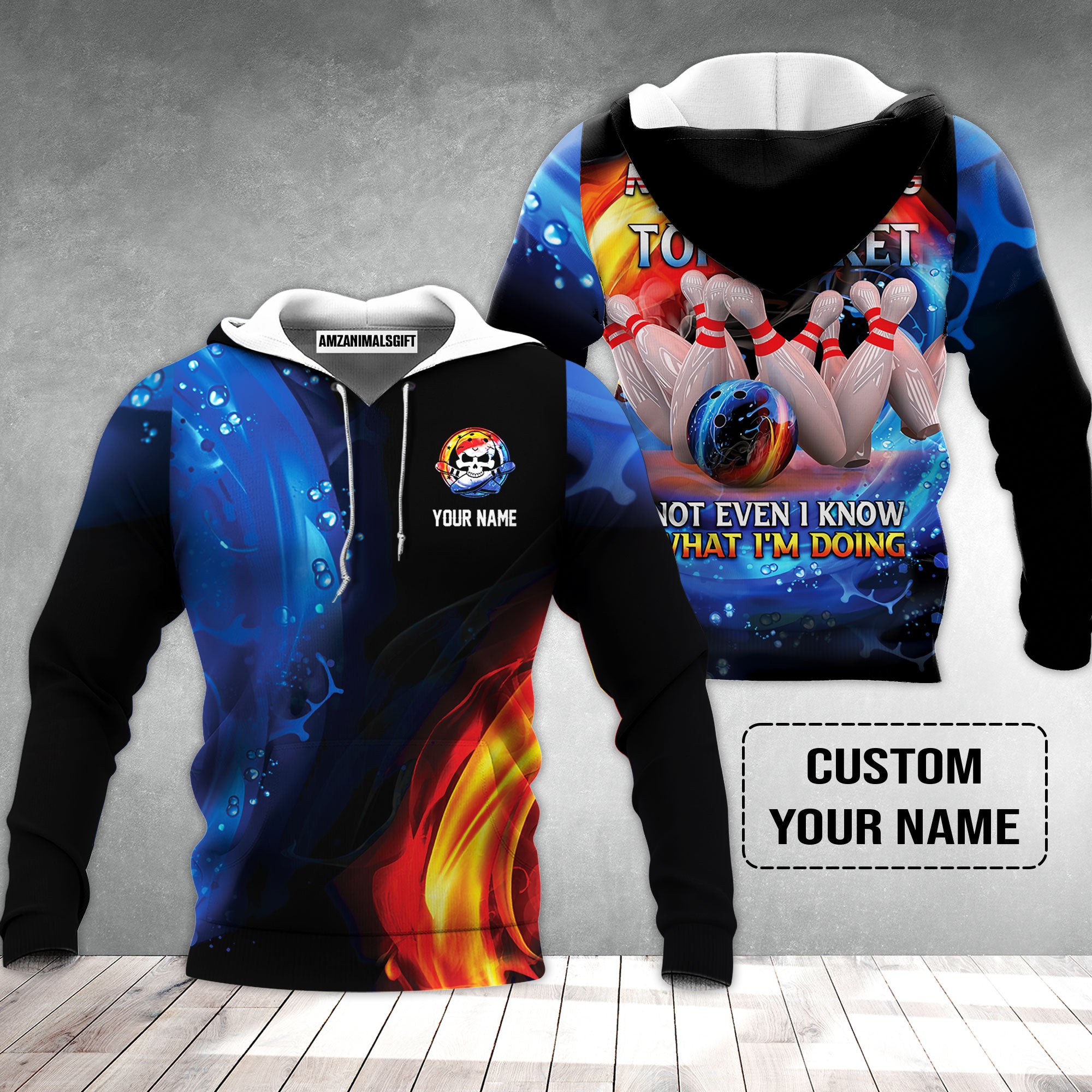 Customized Name Bowling Hoodie, My Bowling Technique is Top Secret Personalized Bowling Hoodie