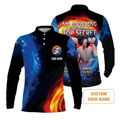 Customized Name Bowling T-Shirt, My Bowling Technique is Top Secret Personalized Bowling T-Shirt