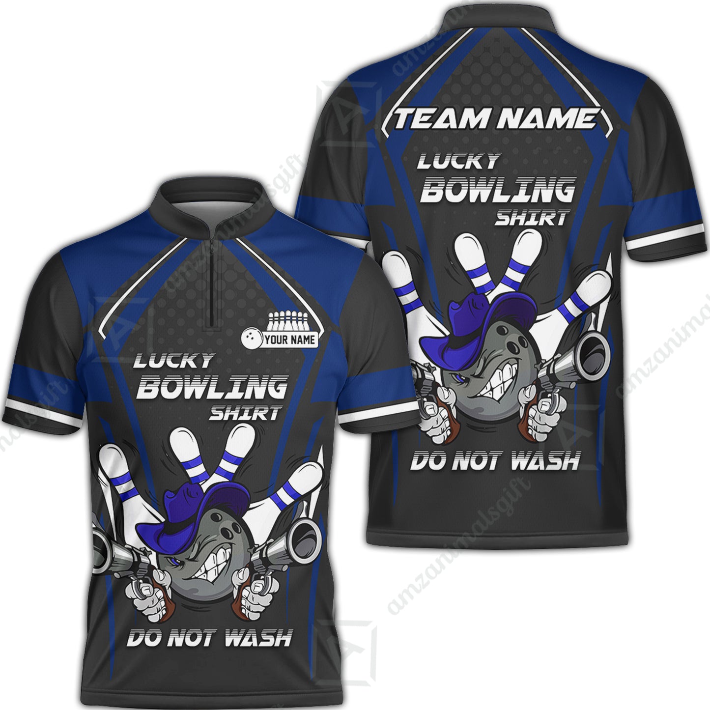 Customized Bowling Team Jersey, Lucky Bowling Shirt Do Not Wash Personalized Name Quarter-Zip Jerseys For Bowlers