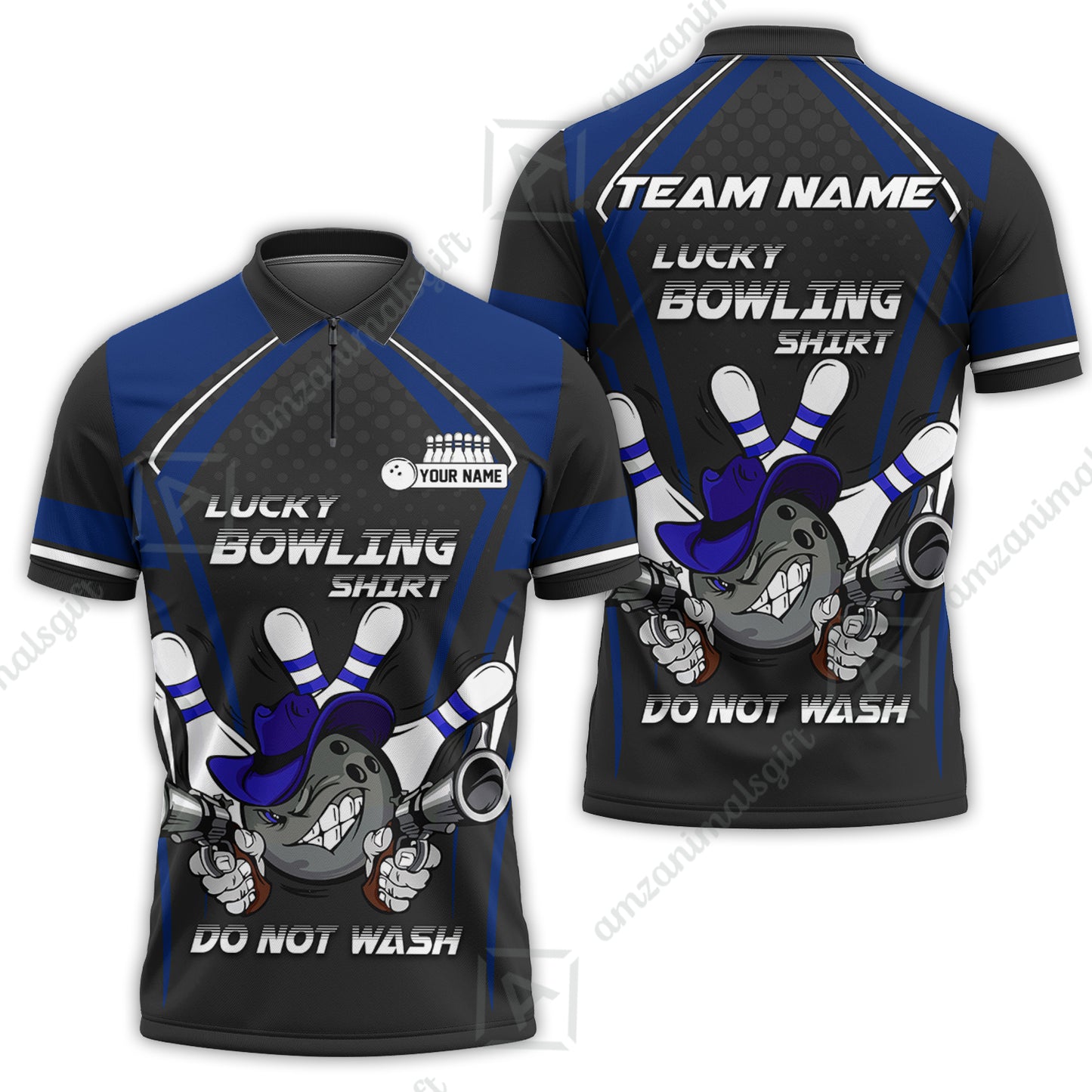 Customized Bowling Team Jersey, Lucky Bowling Shirt Do Not Wash Personalized Name Quarter-Zip Jerseys For Bowlers