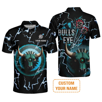 Customized Darts Polo Shirt, Bullseye Dartboard, Personalized Name Darts And Bull Polo Shirt For Men  - Perfect Gift For Darts Lovers, Darts Players