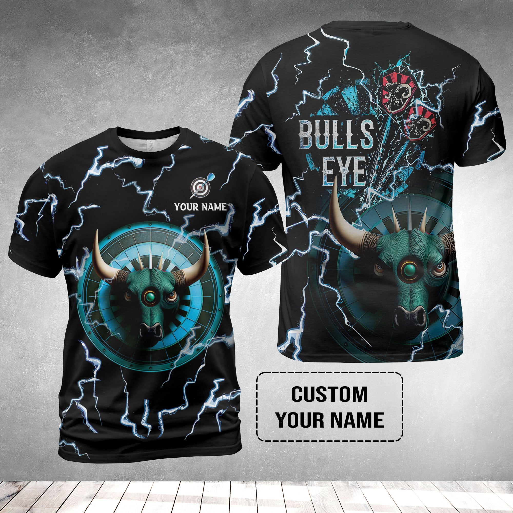Customized Darts T-Shirt, Bullseye Dartboard, Personalized Name Darts And Bull T-Shirt For Men - Perfect Gift For Darts Lovers, Darts Players
