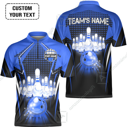 Custom Bowling Team Jerseys Polo Shirts, Bowling uniforms Ball & Pins Multicolor Jersey For Tournament Team Men Women Bowlers