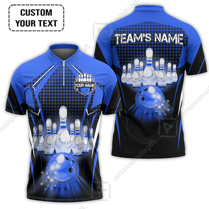 Custom Bowling Team Jerseys Polo Shirts, Bowling uniforms Ball & Pins Multicolor Jersey For Tournament Team Men Women Bowlers