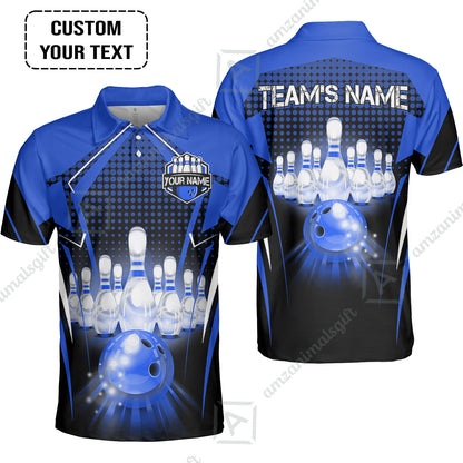 Custom Bowling Team Jerseys Polo Shirts, Bowling uniforms Ball & Pins Multicolor Jersey For Tournament Team Men Women Bowlers