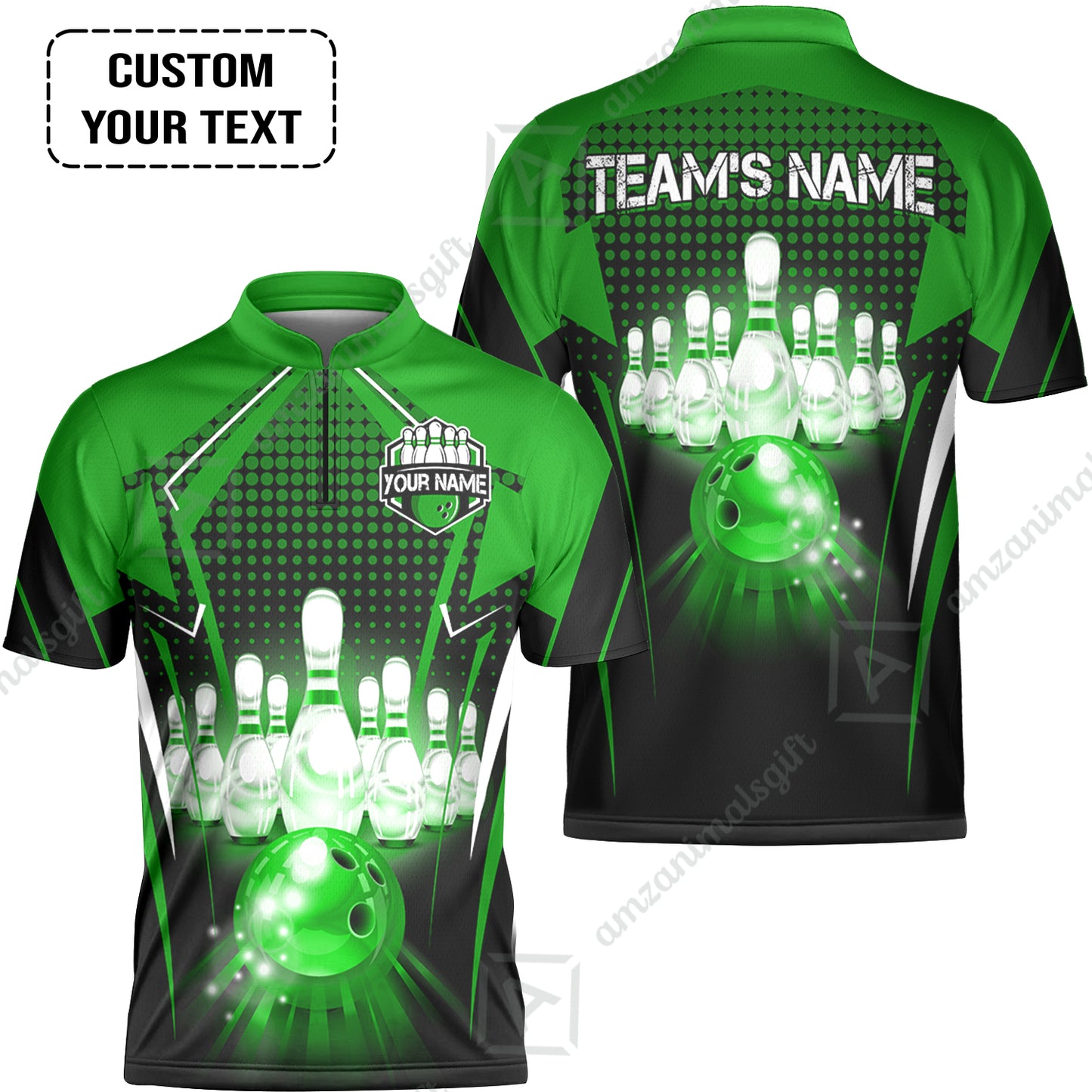 Custom Bowling Team Jerseys Polo Shirts, Bowling uniforms Ball & Pins Multicolor Jersey For Tournament Team Men Women Bowlers