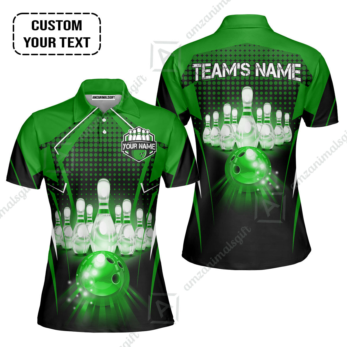 Custom Bowling Team Jerseys Polo Shirts, Bowling uniforms Ball & Pins Multicolor Jersey For Tournament Team Men Women Bowlers