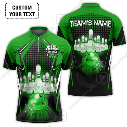 Custom Bowling Team Jerseys Polo Shirts, Bowling uniforms Ball & Pins Multicolor Jersey For Tournament Team Men Women Bowlers