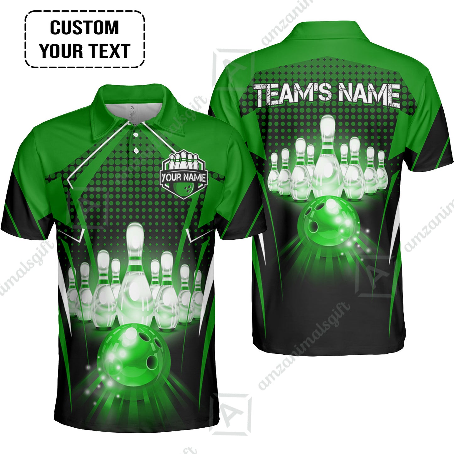Custom Bowling Team Jerseys Polo Shirts, Bowling uniforms Ball & Pins Multicolor Jersey For Tournament Team Men Women Bowlers