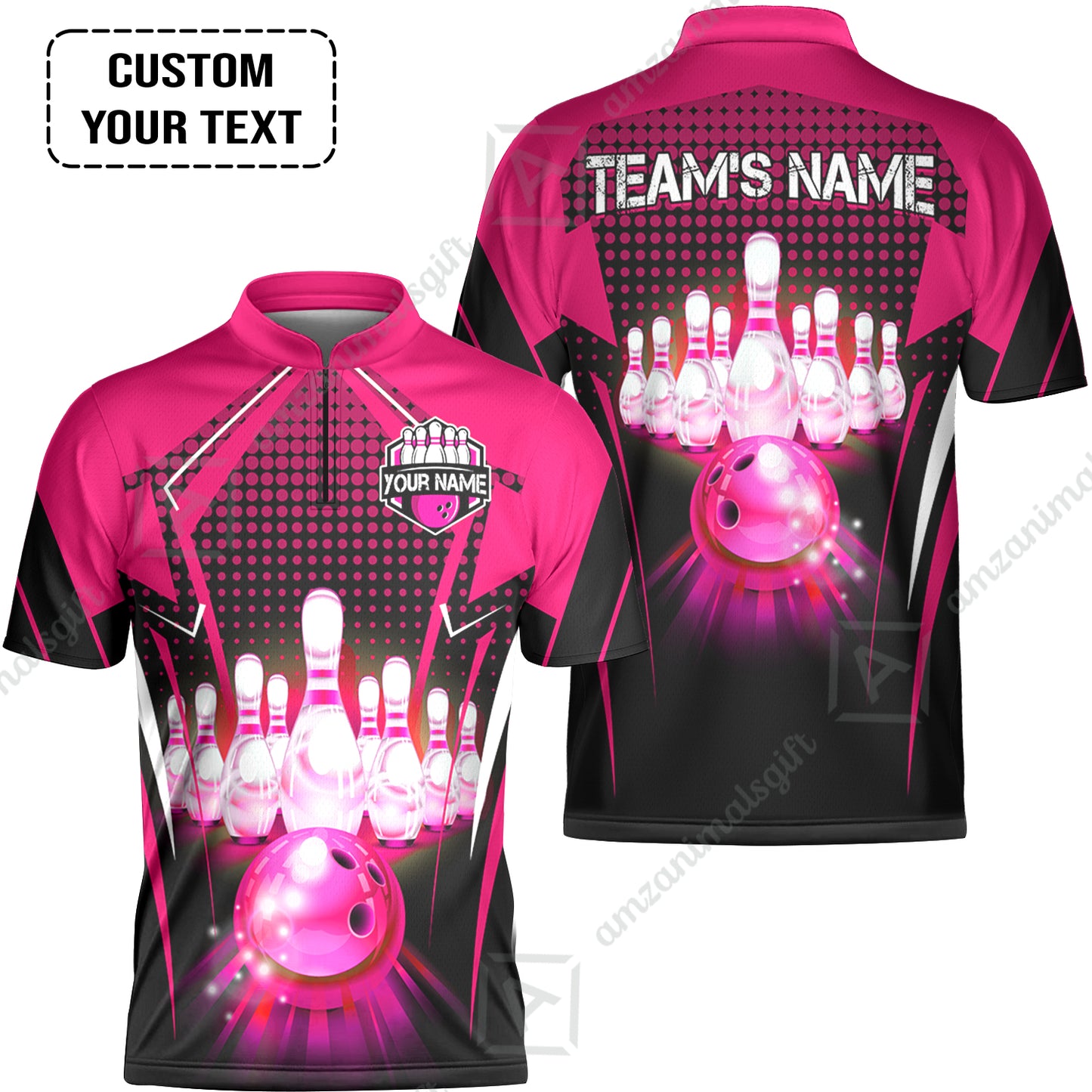 Custom Bowling Team Jerseys Polo Shirts, Bowling uniforms Ball & Pins Multicolor Jersey For Tournament Team Men Women Bowlers