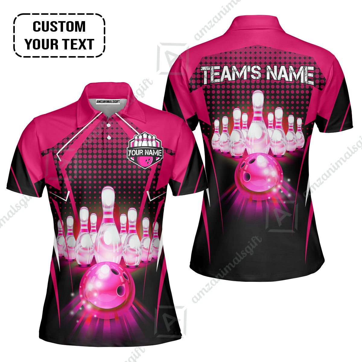 Custom Bowling Team Jerseys Polo Shirts, Bowling uniforms Ball & Pins Multicolor Jersey For Tournament Team Men Women Bowlers