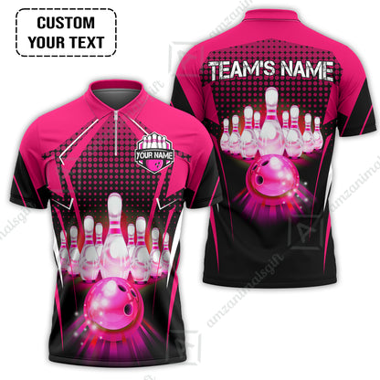 Custom Bowling Team Jerseys Polo Shirts, Bowling uniforms Ball & Pins Multicolor Jersey For Tournament Team Men Women Bowlers