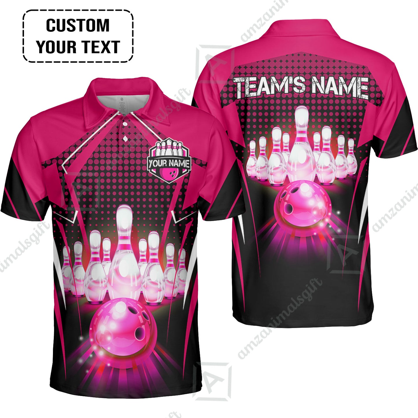 Custom Bowling Team Jerseys Polo Shirts, Bowling uniforms Ball & Pins Multicolor Jersey For Tournament Team Men Women Bowlers