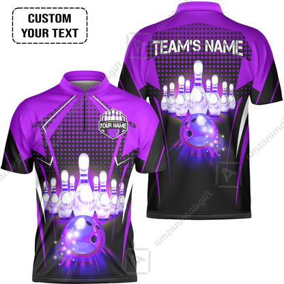 Custom Bowling Team Jerseys Polo Shirts, Bowling uniforms Ball & Pins Multicolor Jersey For Tournament Team Men Women Bowlers