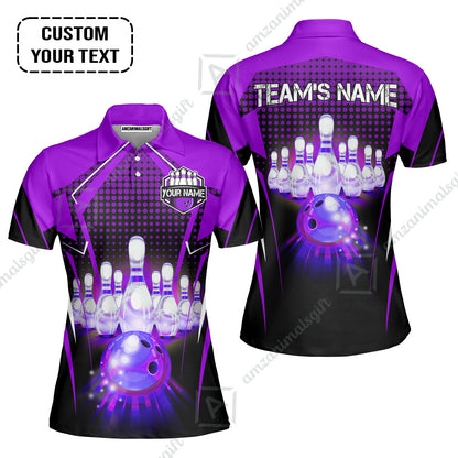 Custom Bowling Team Jerseys Polo Shirts, Bowling uniforms Ball & Pins Multicolor Jersey For Tournament Team Men Women Bowlers