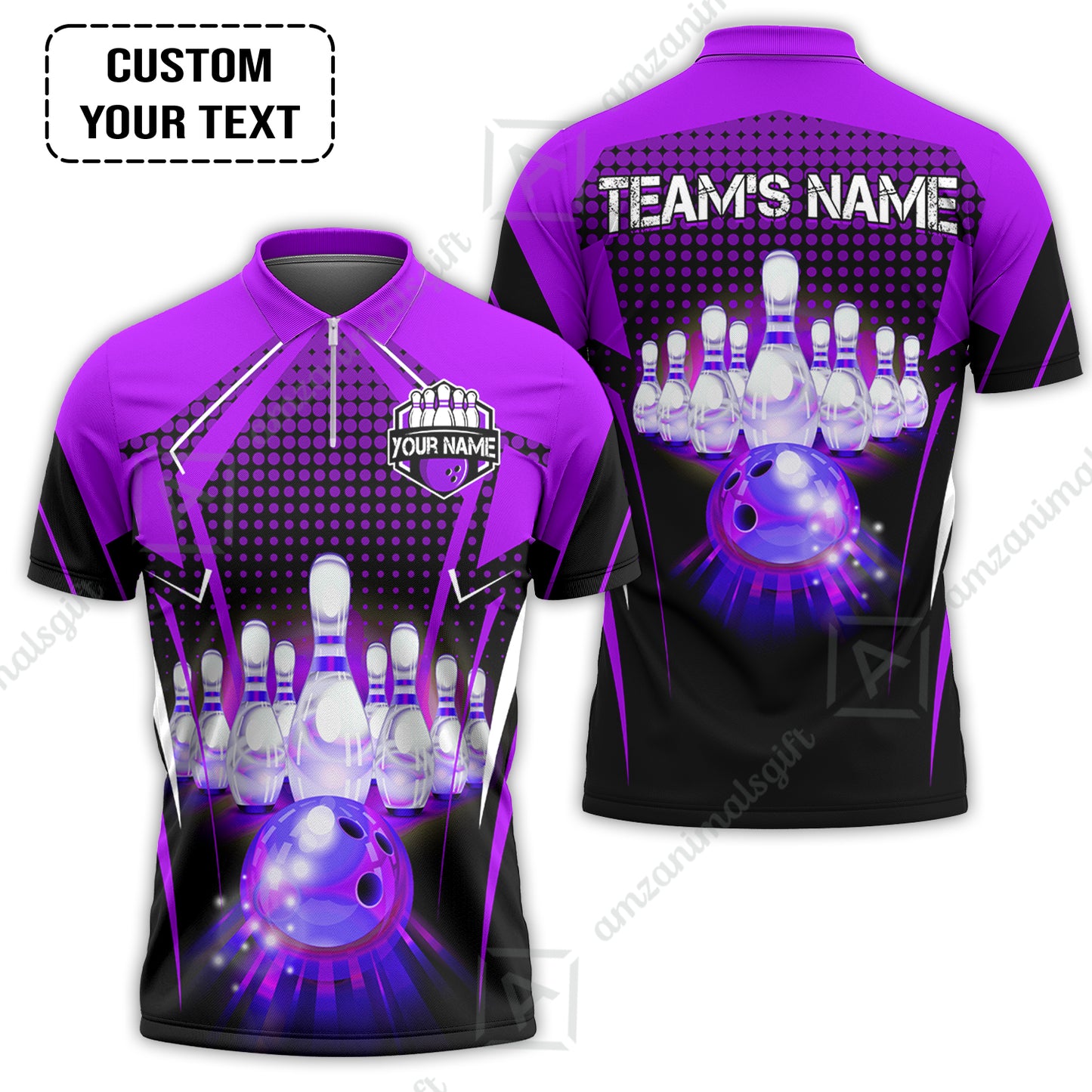 Custom Bowling Team Jerseys Polo Shirts, Bowling uniforms Ball & Pins Multicolor Jersey For Tournament Team Men Women Bowlers