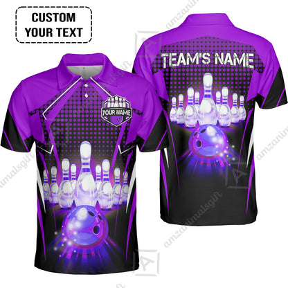 Custom Bowling Team Jerseys Polo Shirts, Bowling uniforms Ball & Pins Multicolor Jersey For Tournament Team Men Women Bowlers