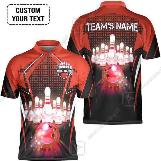 Custom Bowling Team Jerseys Polo Shirts, Bowling uniforms Ball & Pins Multicolor Jersey For Tournament Team Men Women Bowlers