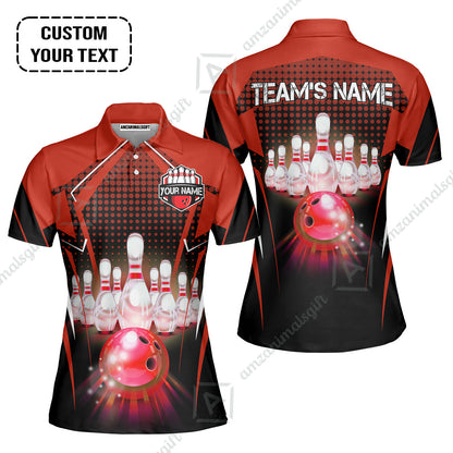 Custom Bowling Team Jerseys Polo Shirts, Bowling uniforms Ball & Pins Multicolor Jersey For Tournament Team Men Women Bowlers