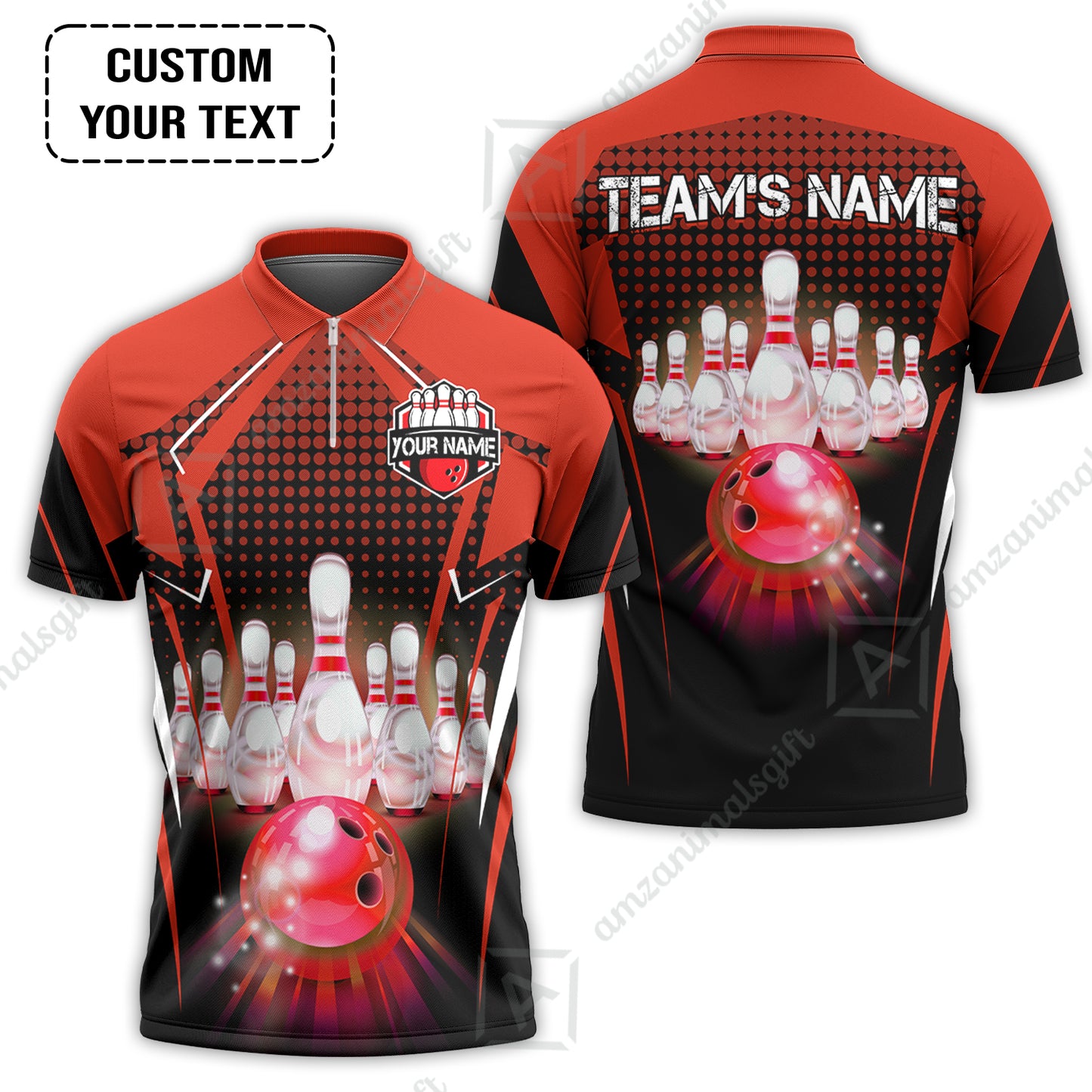 Custom Bowling Team Jerseys Polo Shirts, Bowling uniforms Ball & Pins Multicolor Jersey For Tournament Team Men Women Bowlers
