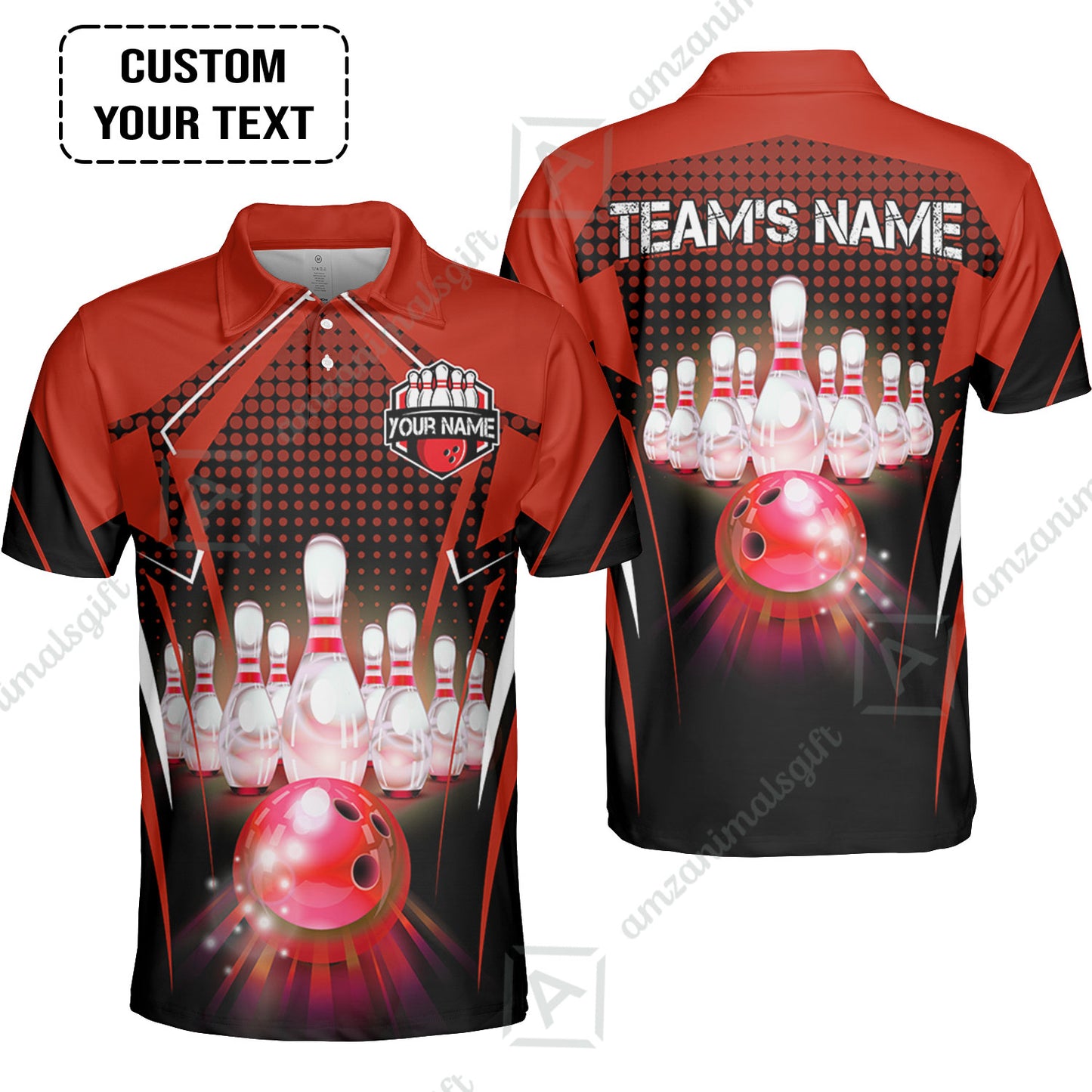 Custom Bowling Team Jerseys Polo Shirts, Bowling uniforms Ball & Pins Multicolor Jersey For Tournament Team Men Women Bowlers