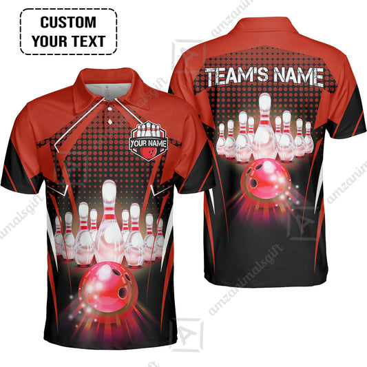 Custom Bowling Team Jerseys Polo Shirts, Bowling uniforms Ball & Pins Multicolor Jersey For Tournament Team Men Women Bowlers