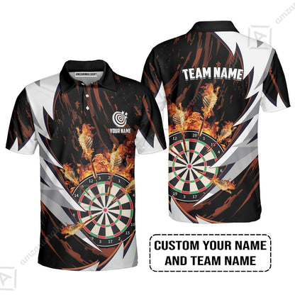 Customized Fire Thunderstorm Darts Zip Polo Shirt, Personalized Darts Zip Polo Shirt