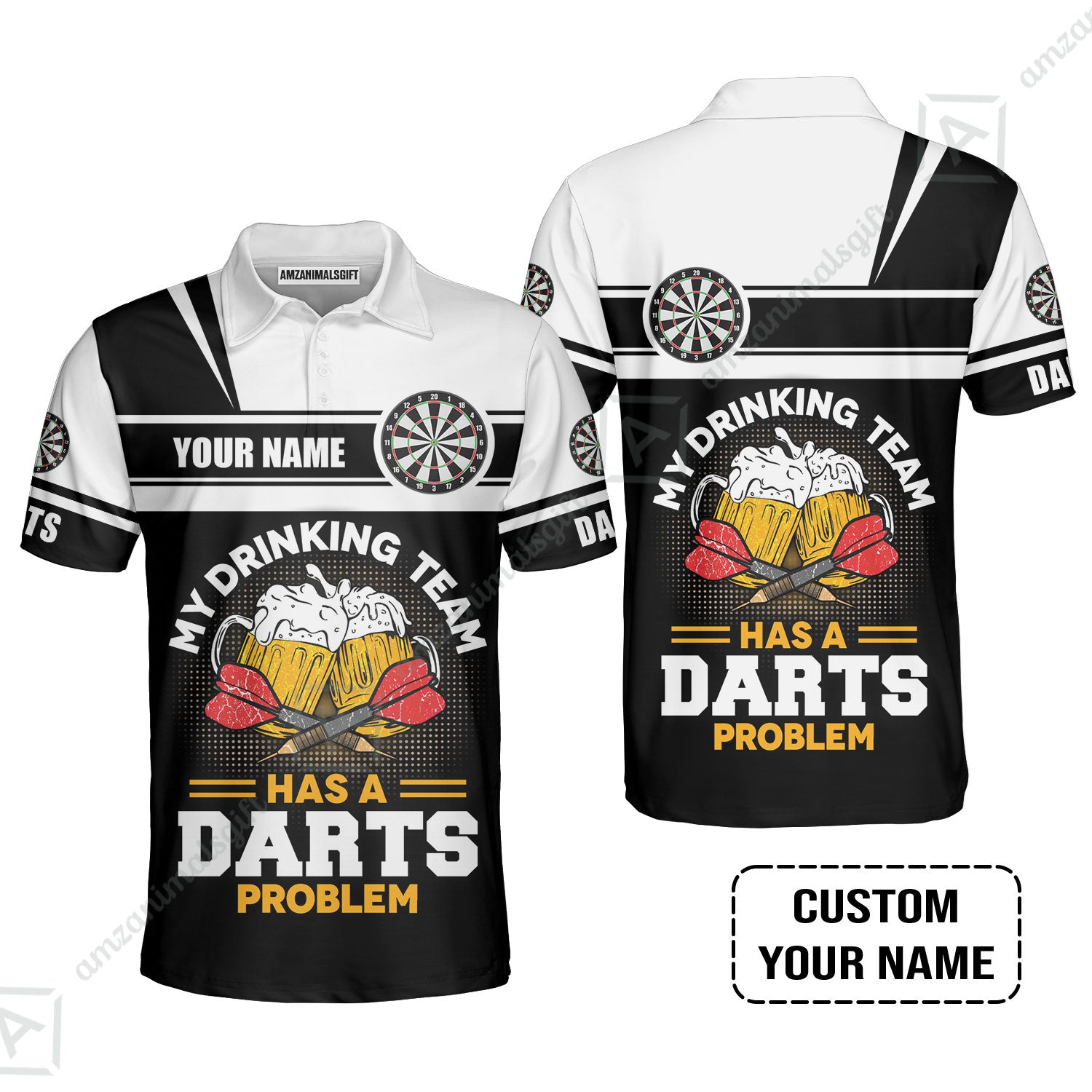 Customized Darts Polo Shirt, Personalized My Drinking Team Beer Darts Polo Shirt