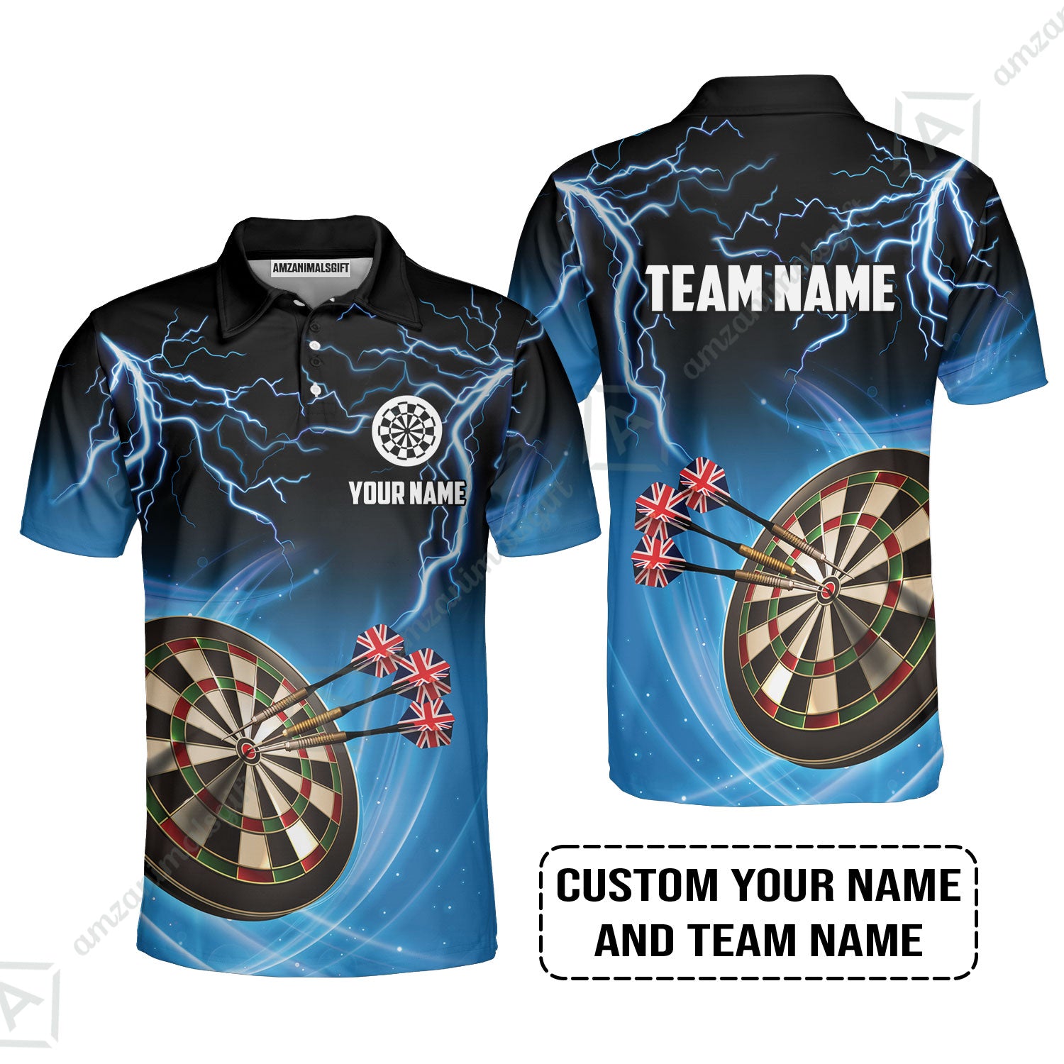 Customized Name & Text Darts Polo Shirt, Kingdom of England Darts Personalized Darts Polo Shirt