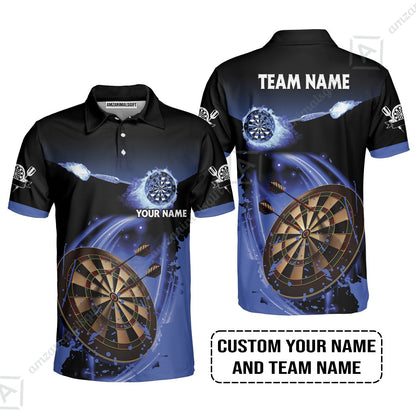 Customized Fire Darts Zip Polo Shirt, Personalized Darts For Team Zip Polo Shirt