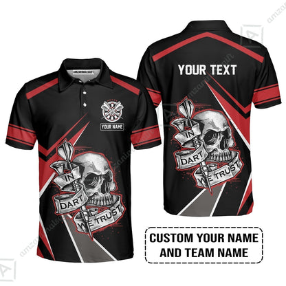 Customized Name & Text Darts Hawaiian Shirt, Skull In Darts We Trust Personalized Darts Hawaiian Shirt