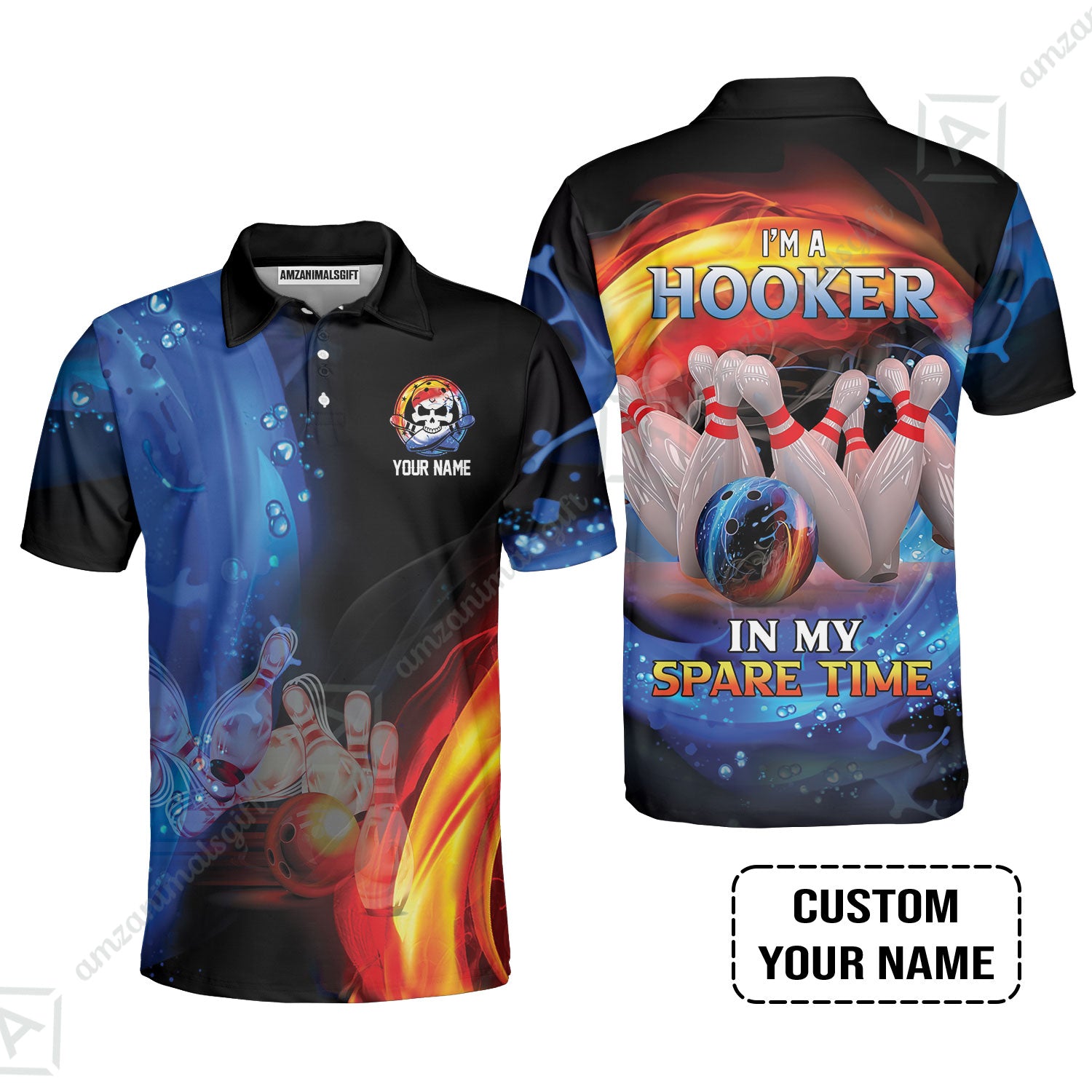 Customized Name Bowling Men Polo Shirts - Bowling I'm A Hooker In My Spare Time Personalized Polo Shirt