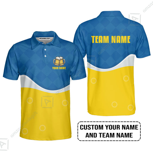 Custom Royal Blue Beer Pattern Design Oktoberfest Beer Festival Performance Polo Shirt