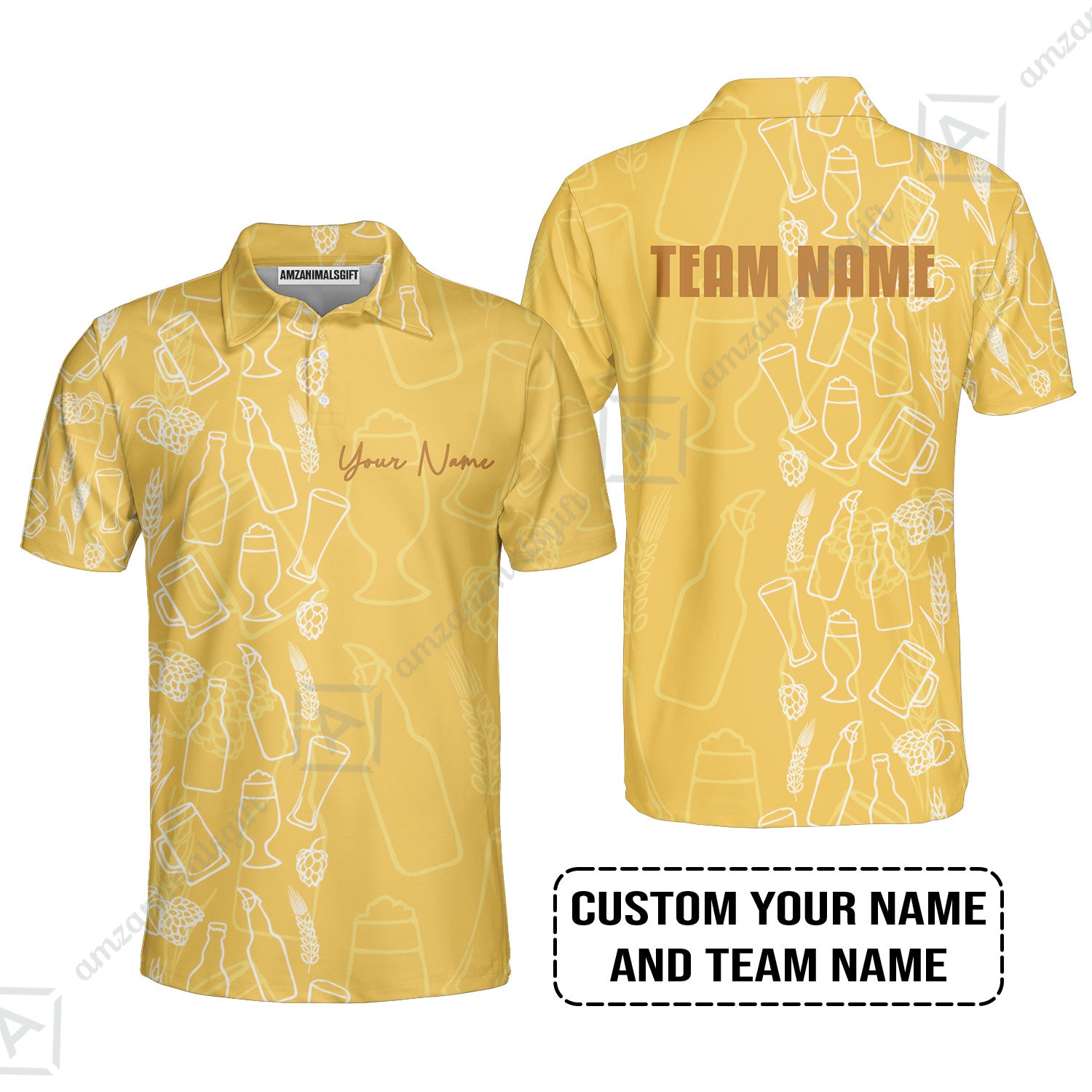 Custom Yellow Pattern Design Oktoberfest Beer Festival Performance Polo Shirt