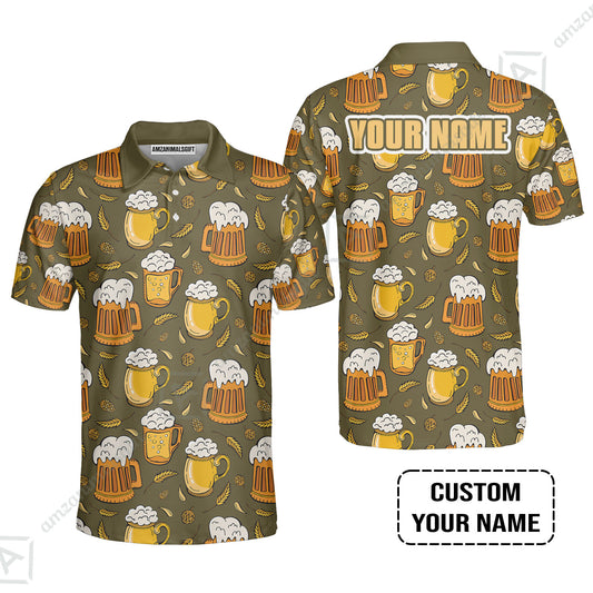 Custom Brown Pattern Beer Pattern Design Oktoberfest Beer Festival Performance Polo Shirt