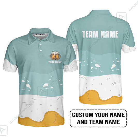 Custom Blue White Yellow Beer Pattern Design Oktoberfest Beer Festival Performance Polo Shirt