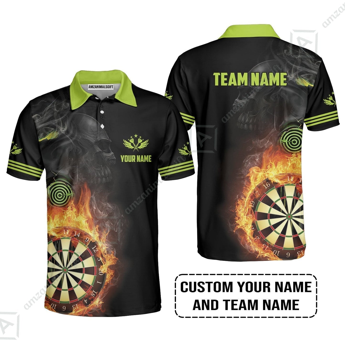 Customized Name & Team Darts Hawaiian Shirt, Skull Darts Flame Personalized Darts Hawaiian Shirt