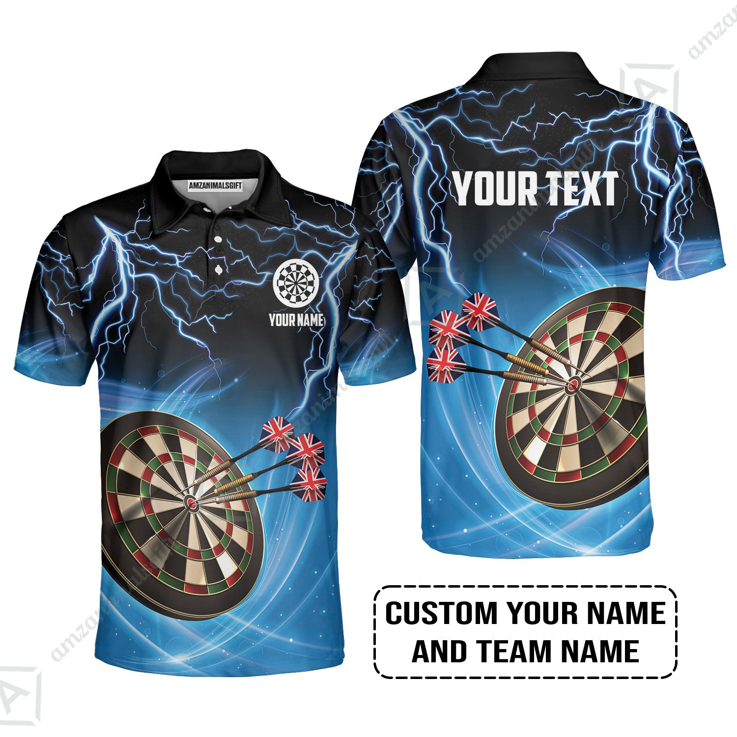 Customized Name & Text Darts Polo Shirt, Kingdom of England Darts Personalized Darts Polo Shirt