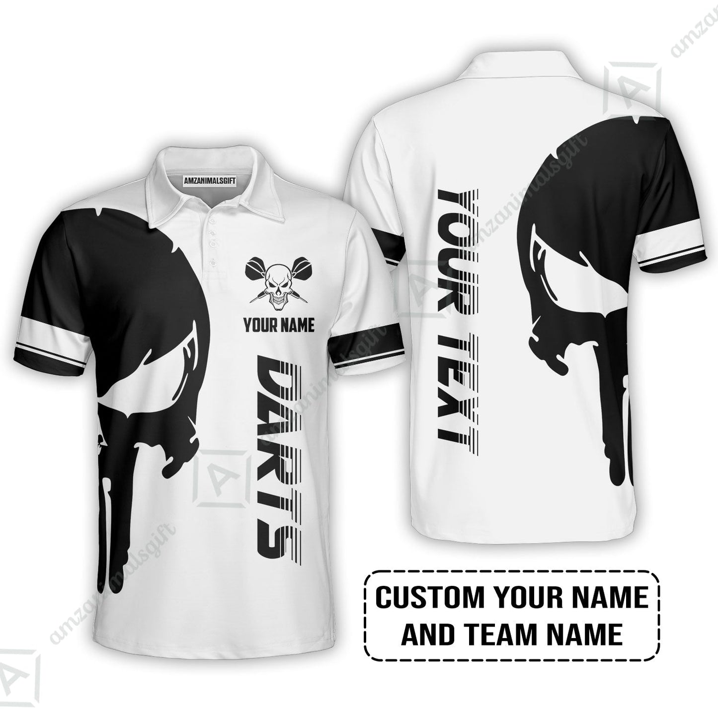 Customized Name & Text Darts Hoodie, Darts Skull Personalized Name Darts Hoodie