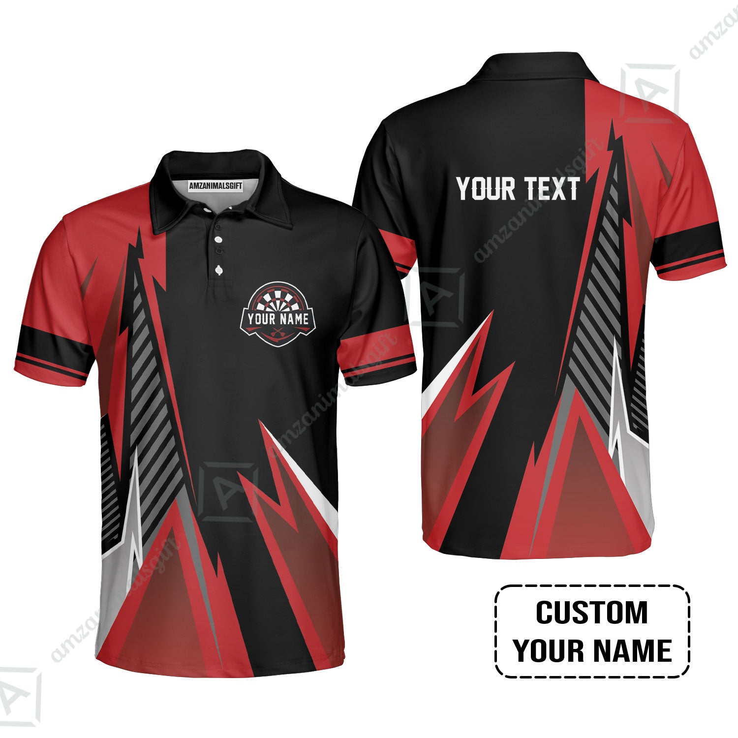 Customized Name & Text Darts Polo Shirt, Personalized Name Darts Polo Shirt