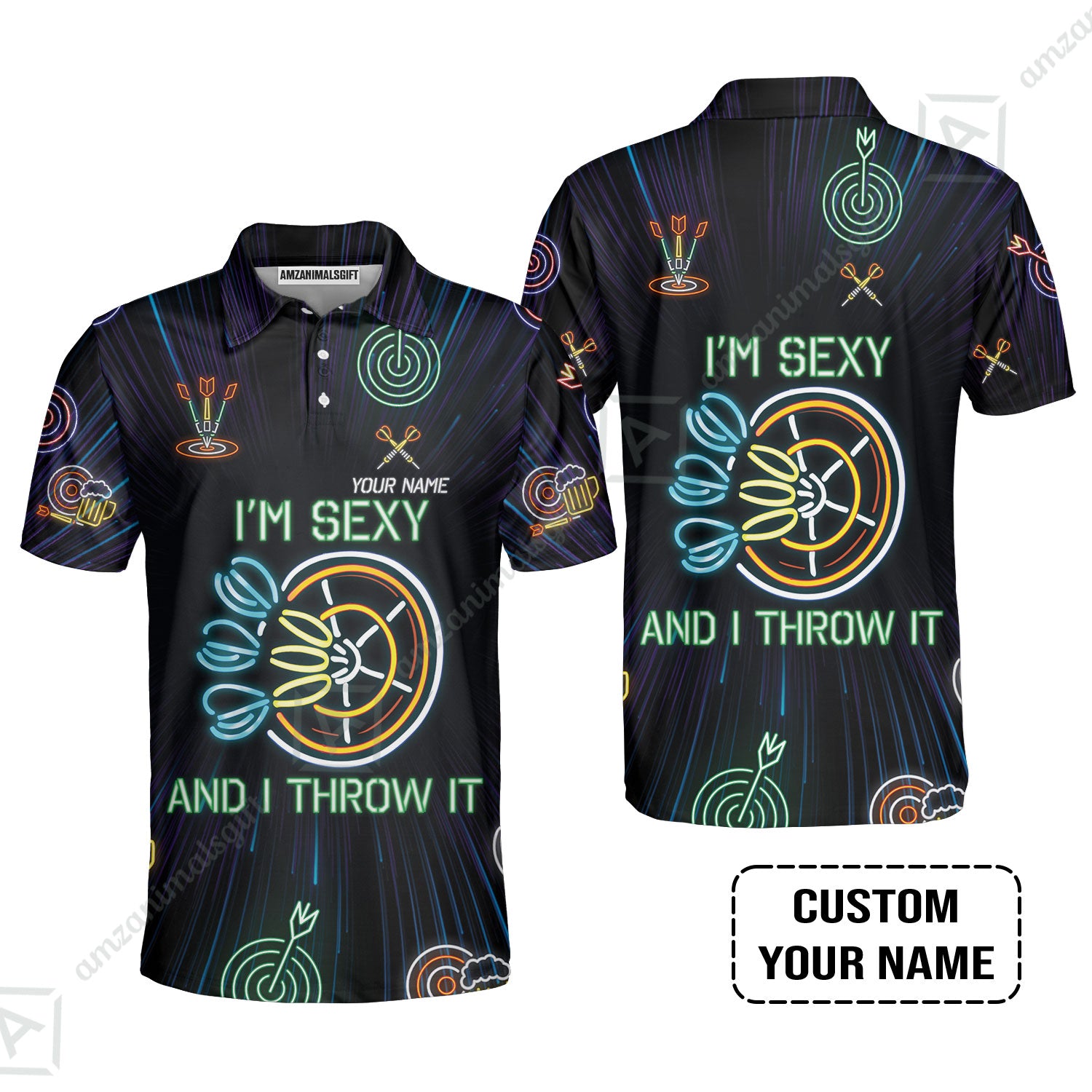 Customized Darts Polo Shirt, Personalized I'm Sexy And I Throw It Darts Polo Shirt