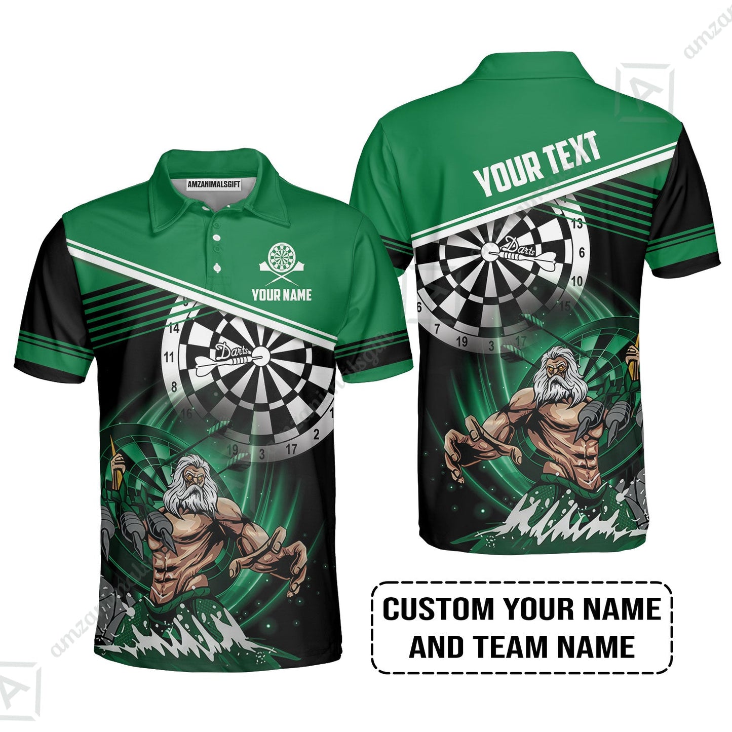 Customized Name & Text Darts Long Polo Shirt, Personalized Name Poseidon Darts Long Polo Shirt