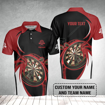 Customized Name & Text Darts Polo Shirt, Personalized Red Darts Uniforms Polo Shirt