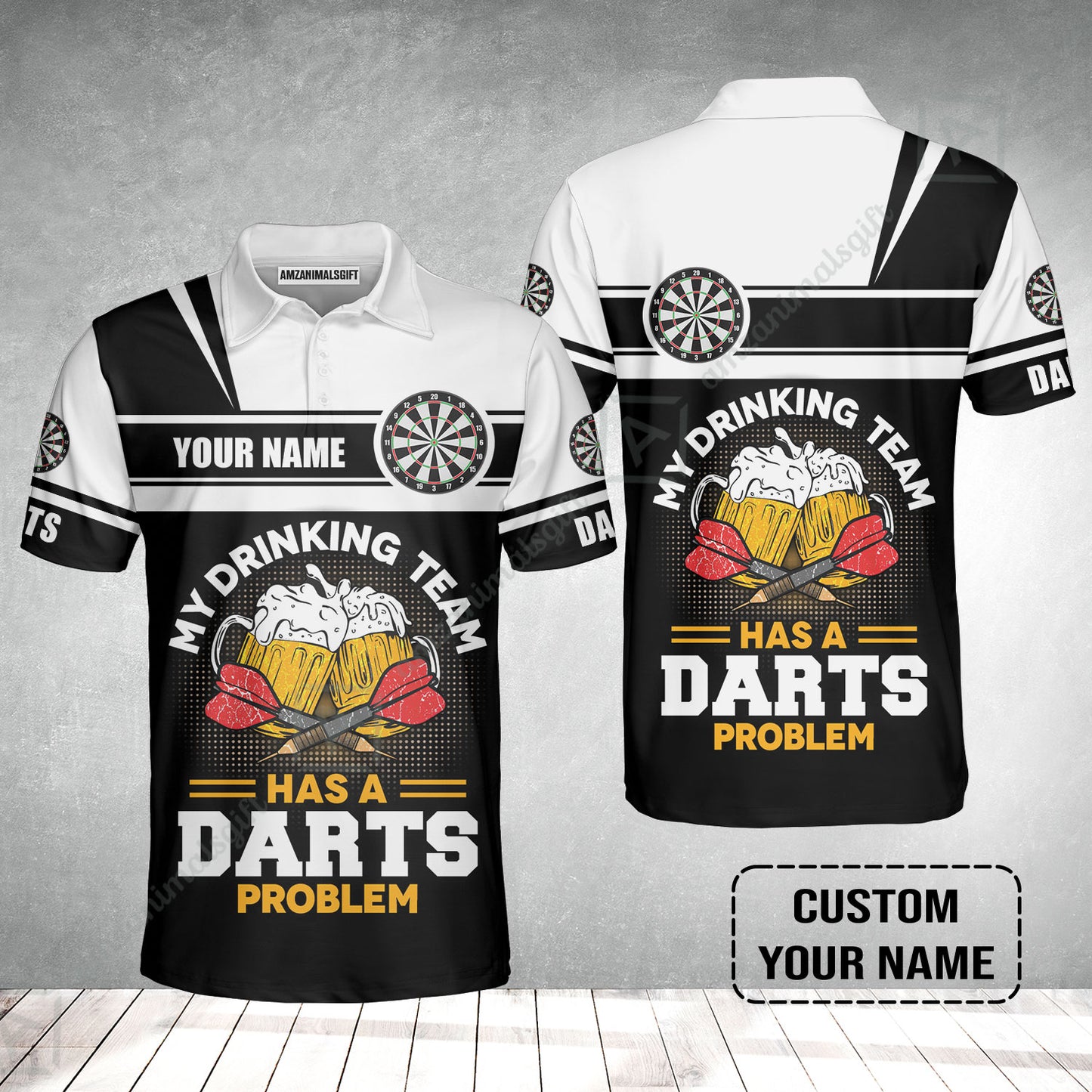 Customized Darts Polo Shirt, Personalized My Drinking Team Beer Darts Polo Shirt