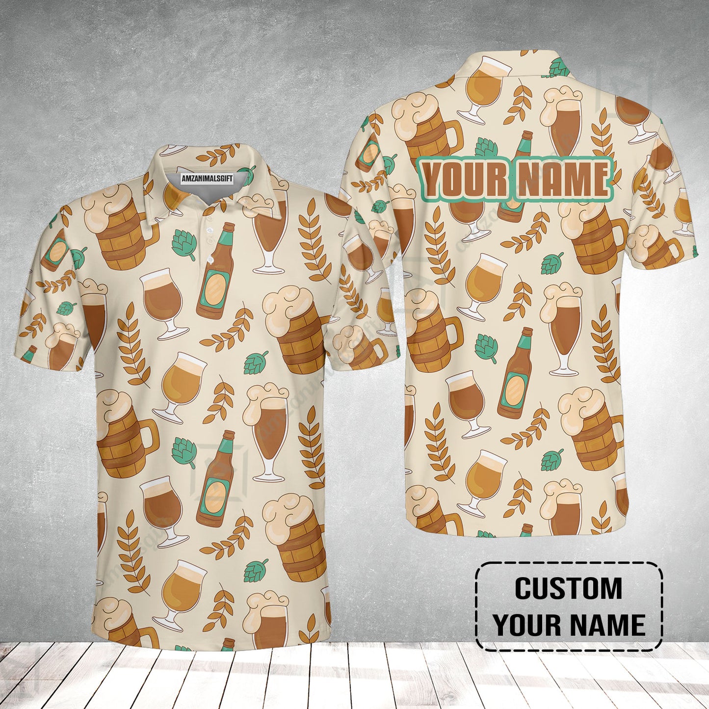 Custom Cream Pattern Design Oktoberfest Beer Festival Performance Polo Shirt