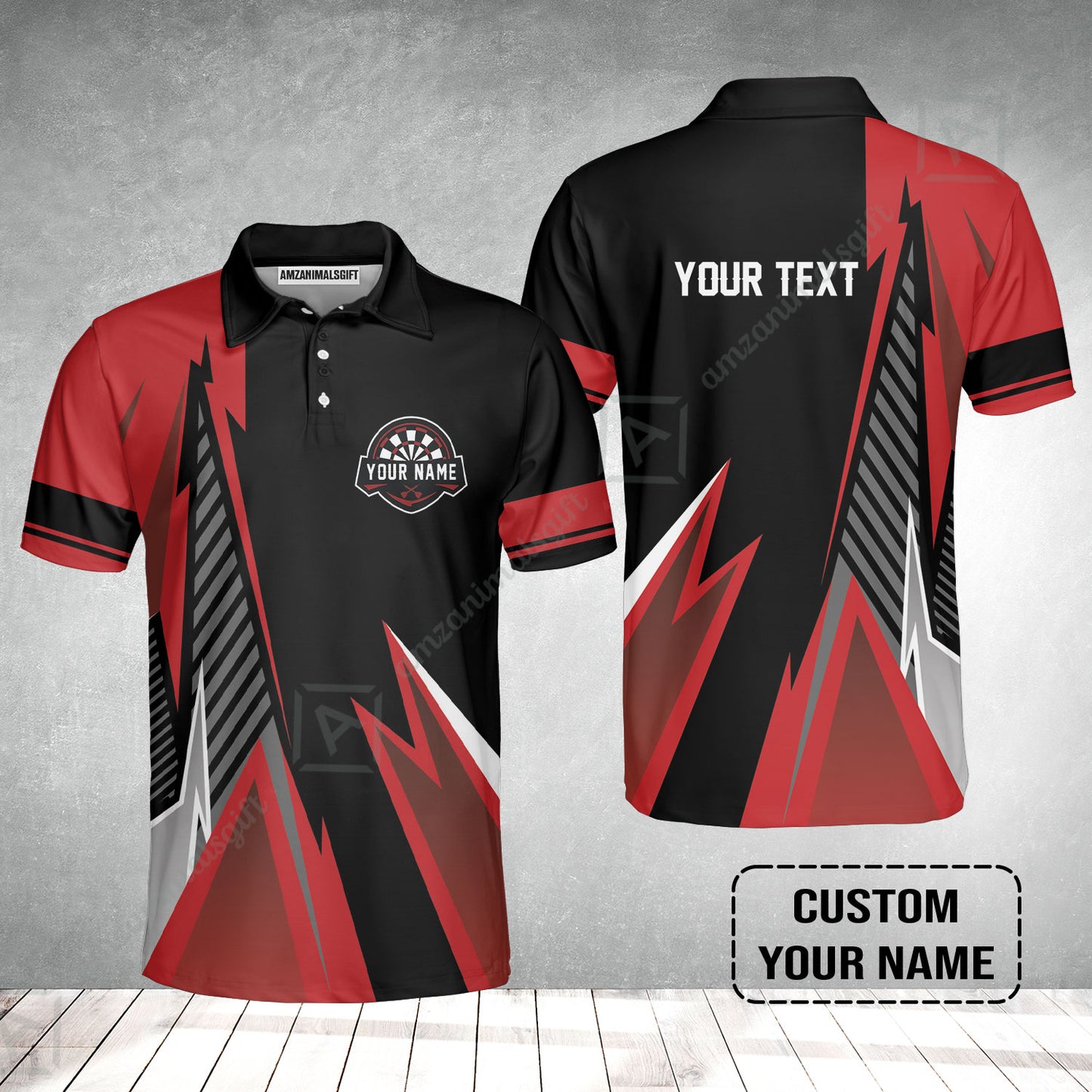 Customized Name & Text Darts Polo Shirt, Personalized Name Darts Polo Shirt