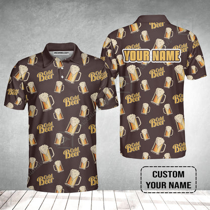 Custom Brown Cold Beer Pattern Design Oktoberfest Beer Festival Performance Polo Shirt