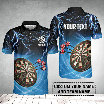 Customized Name & Text Darts Polo Shirt, Kingdom of England Darts Personalized Darts Polo Shirt