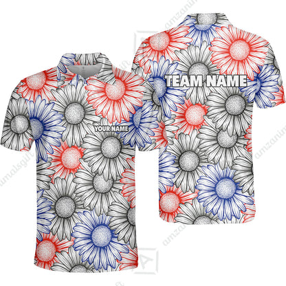 Custom Sunflower Bowling Team Jersey, Sunflower Bowling Polo Quarter-Zip Shirts, Bowling Uniforms Jerseys, Custom Name And Team Name