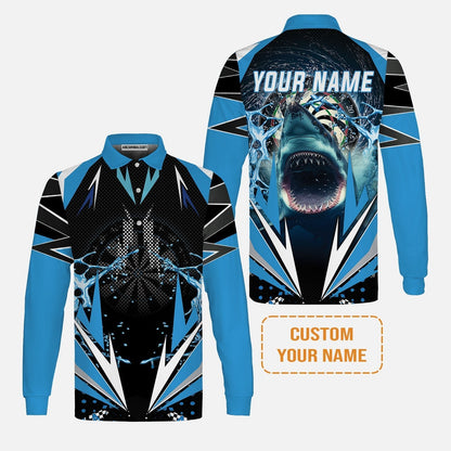 Shark And Darts Custom Name Sweatshirt, Whirlpool Bullseye Dartboard Personalized Sweatshirt - Gift For Darts Lovers, Friends, Team